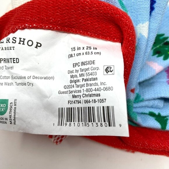 Target 2 Pack 'Merry Christmas' Hand Towels Cream Blue Wondershop™. B31 - Picture 6 of 10
